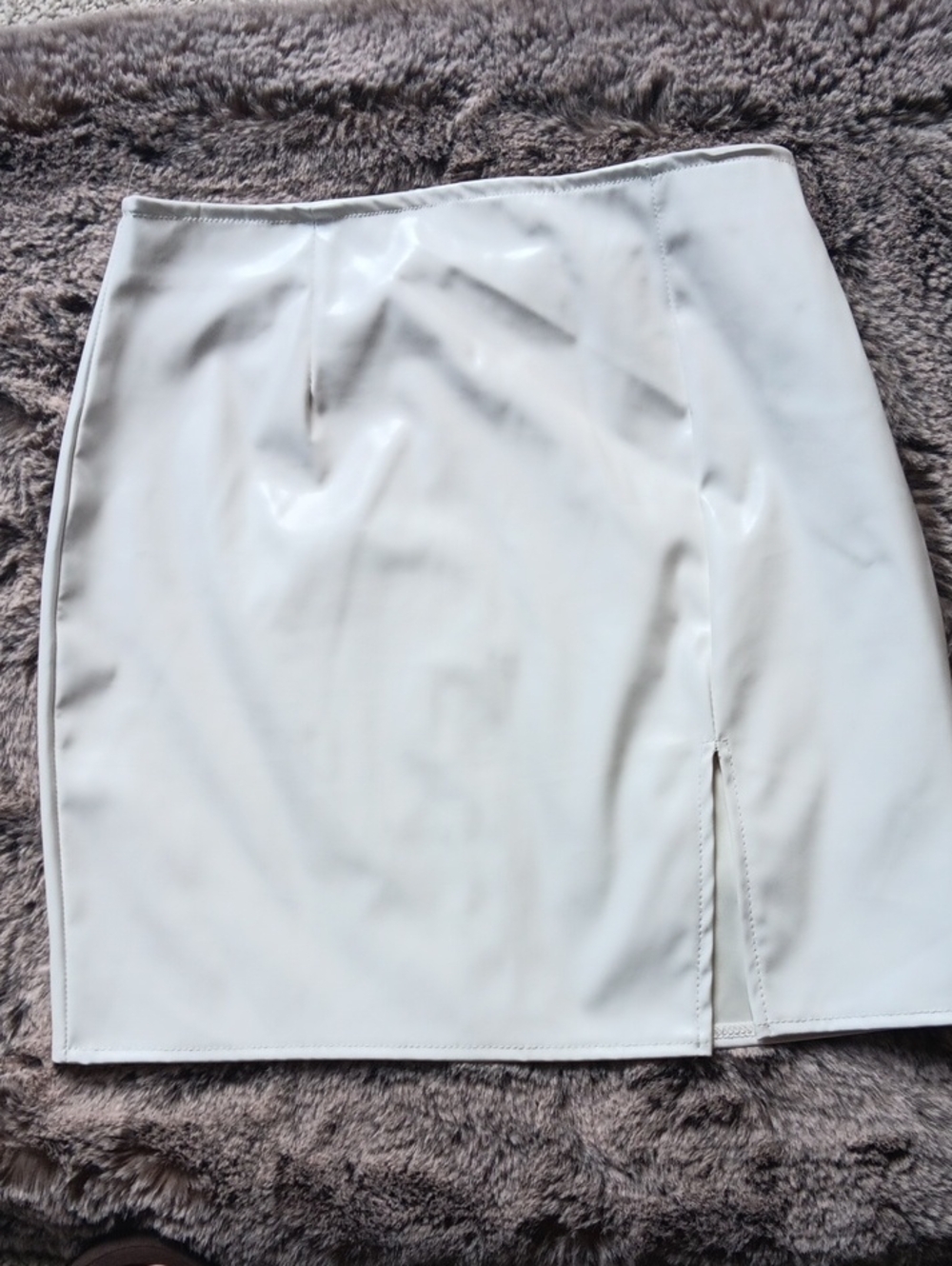 Windsor White Faux Leather Mini Skirt with Side Slit
